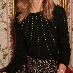 Sezane Mohair Wool Studded Black Sweater